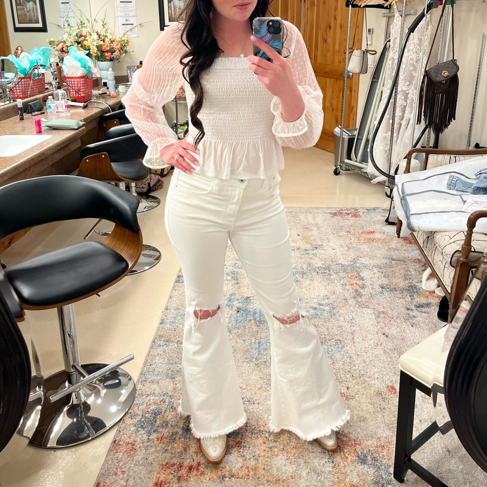 Sneak Peek White Denim Flare Jeans